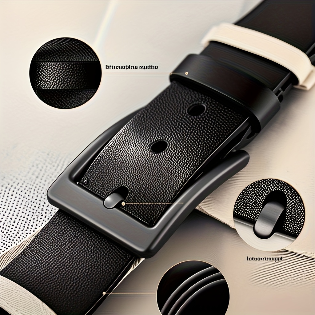 Men'S Stylish And Elegant High-Quality Genuine Leather Belt with Alloy Buckle - Medium Width, Sweat-Resistant Black Technology, Classic Design Suitable for Business Suits And Casual Jeans, Universal Size for All Seasons