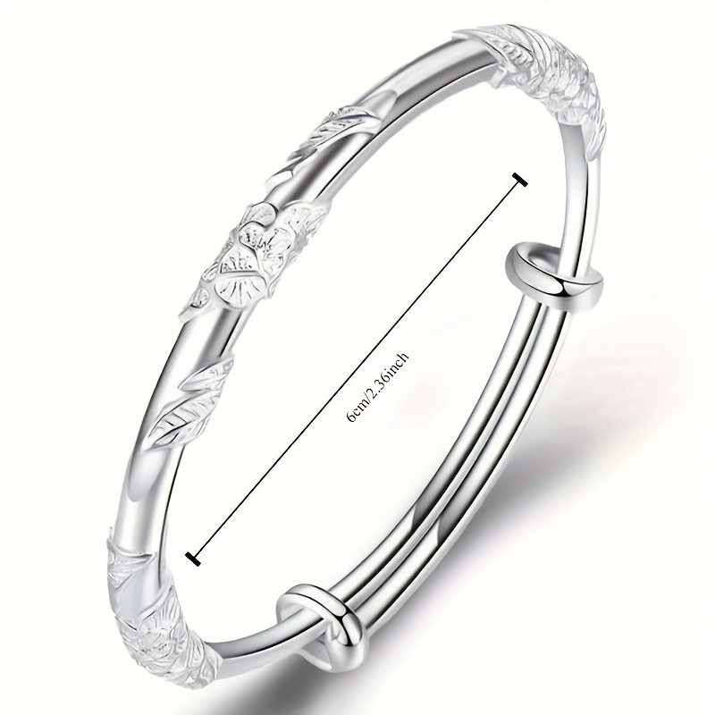 Adjustable S925 Silver Floral Bracelet, Perfect Gift