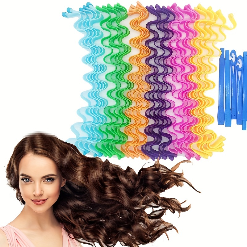 

30pcs Heatless Wavy Curling Iron Spiral Curling Set Heatless Curling Iron Spiral Curling Iron With 2 Styling Hooks, Suitable For Most Hair Styles