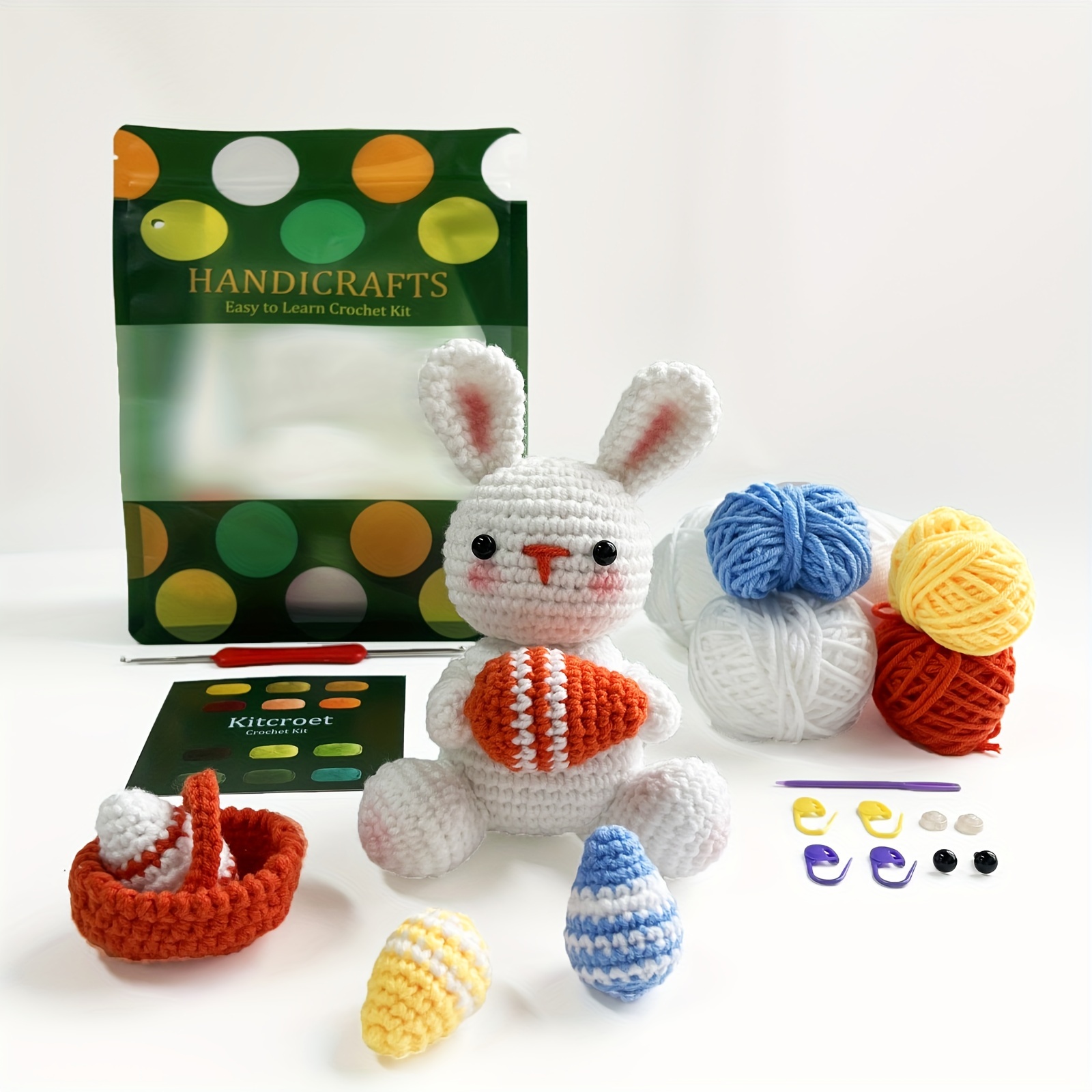 Kit de ganchillo de conejo para principiantes, kit de ganchillo Amigurumi  para adultos, el kit de tejido de bricolaje incluye hilo de ganchillo