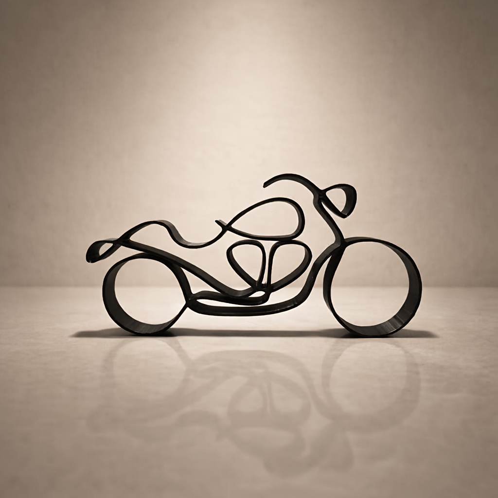 E-shop Motorrad Skulptur Minimalistische Linienkunst Schreibtischdeko Motorrad Figur Moderne Home Office Regal Dekoration Geschenk