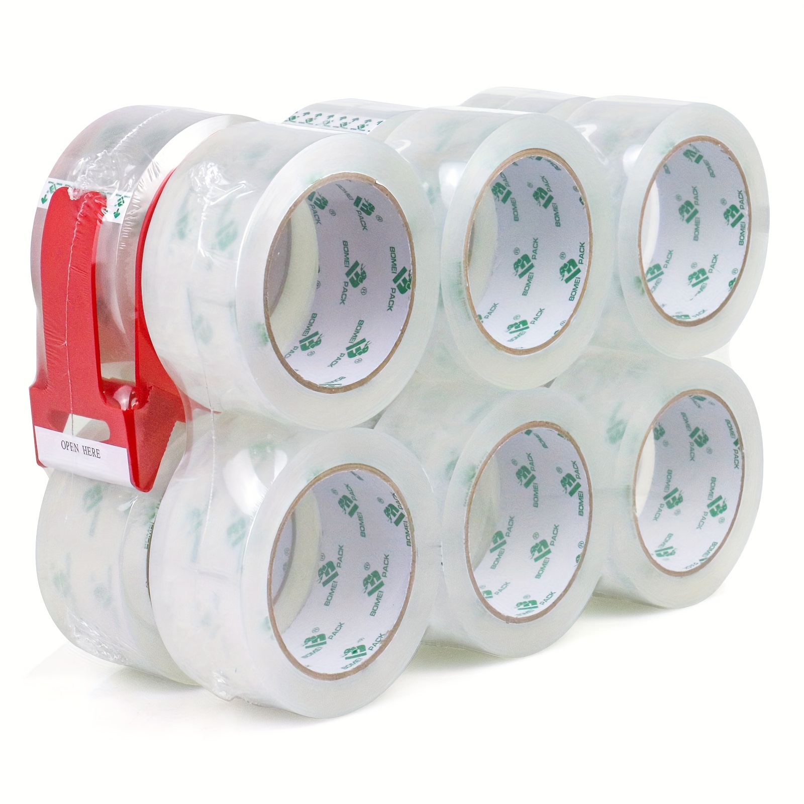 

Pack 12 Rolls Clear Packing Tape With Dispenser, Waterproof Pp Carton Sealing Tape For Shipping, Moving, Packaging - 1.88in X 60yd, Plastic Surface Compatible