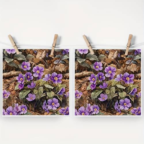 2pcs vintage coastal floral dish towels purple primroses woodland ultra soft 100 polyester 10x10 inch reusable washable kitchen towels for hand cleaning cloths
