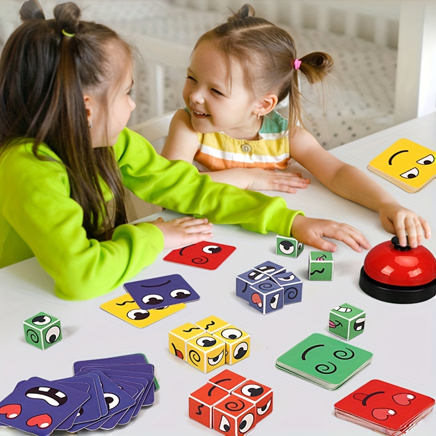 

Emotion Matching Cube Game For Kids - Educational Toy, Interactive Family Tabletop Game With Blocks And Bell, Ideal For 3-8, Christmas And New Year Gifts