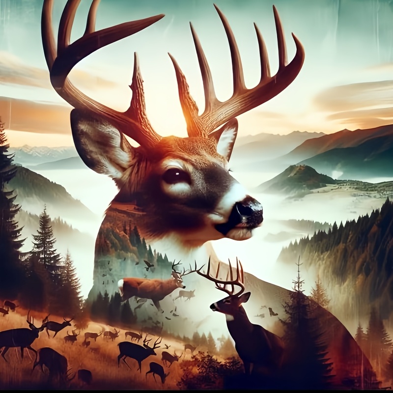 

Deer Silhouette 5d Diamond Painting Kit - Round & Crafts Set For Home Wall