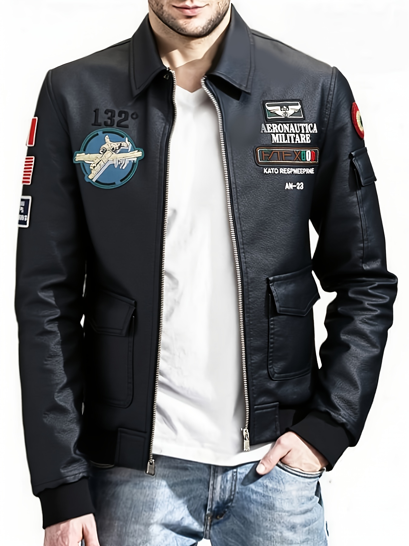 Men s Vintage Motorcycle Jacket -   Coat with Zipper Closure, Lapel collar - Machine Washable Softshell Outer for Urban Streetwear, biker, and casual Outfits - Non-Stretch Fabric