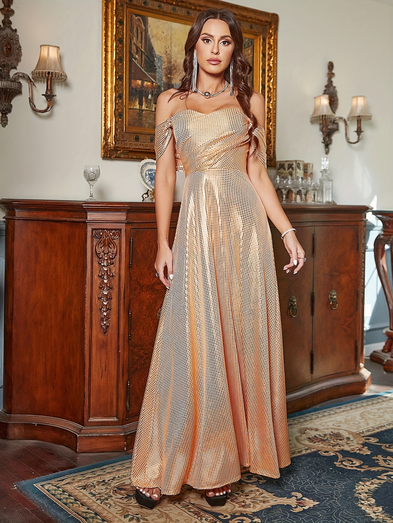 white christmas dresses Ladivine CD0236CL Prom Dress - Silver main image 0
