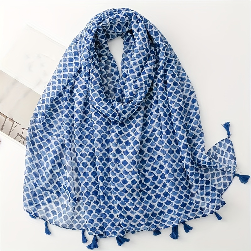 Travel Shawl Bohemian Style Sunscreen Scarf Leaf Tassel Wrap Women