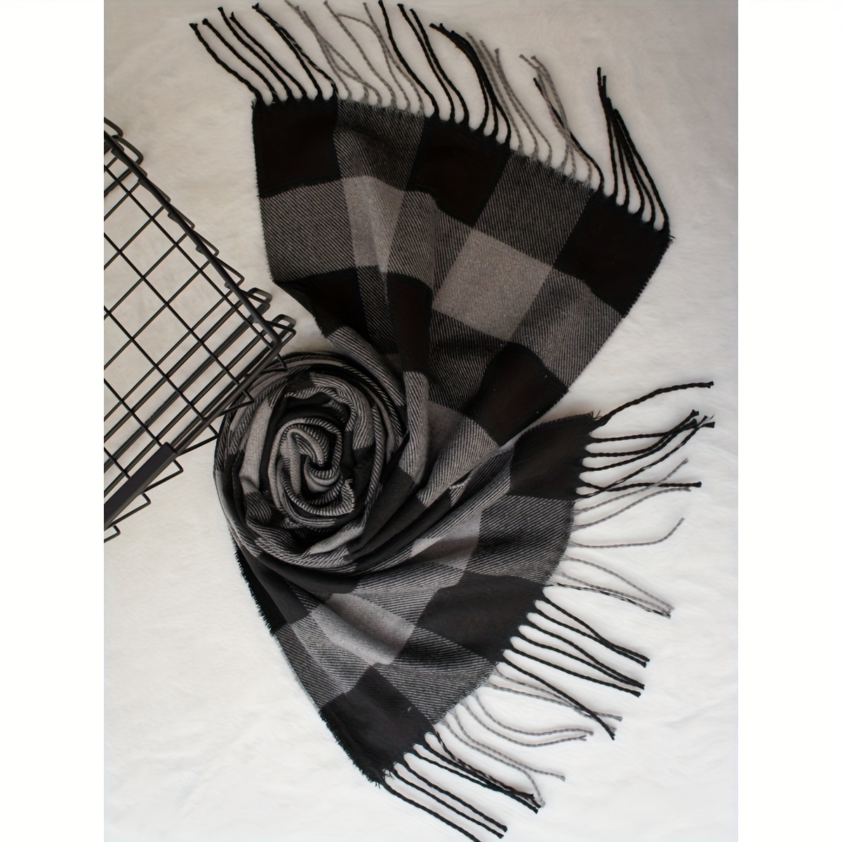 Cozy British-Inspired Plaid Scarf - Imitation Cashmere, Thick & Warm for Autumn/Winter, Perfect Couple's Gift, Colorful, Korean Version details 16