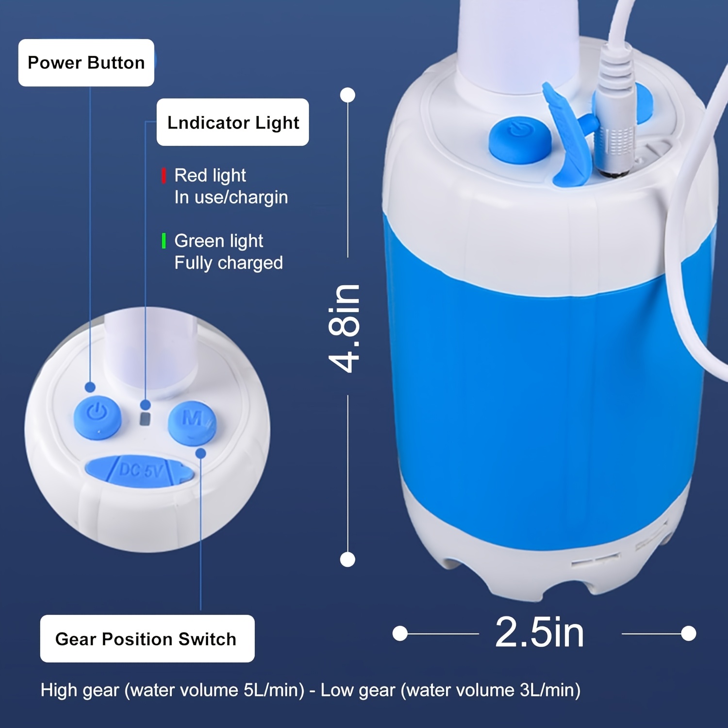 Portable Rechargeable Electric Camping Shower Pump for Outdoor Bathing, Car Cleaning, Gardening, and Pet Care