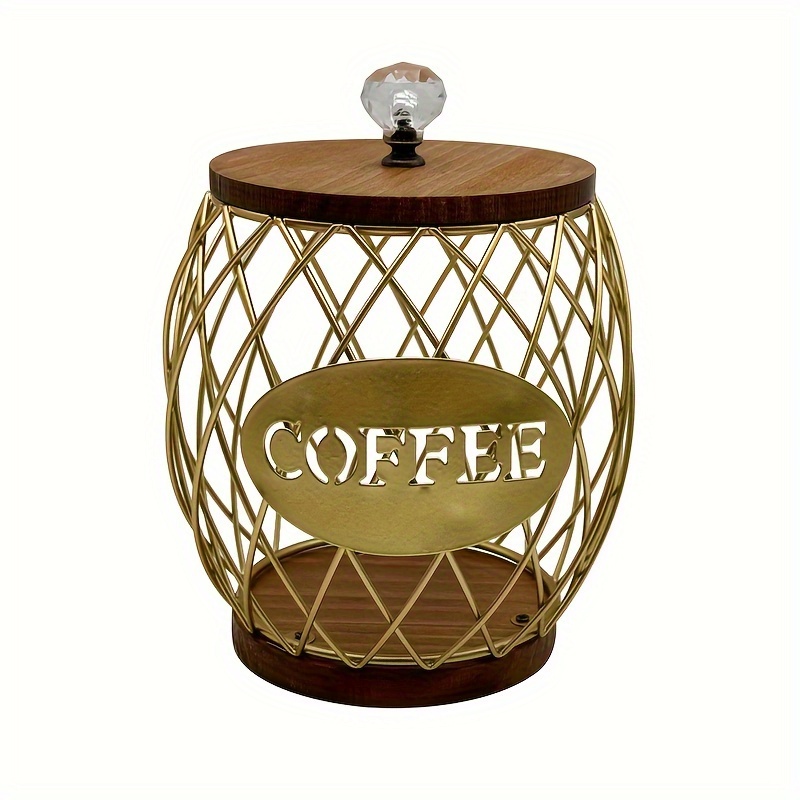 TEMU 1pc Fer Bois Capsule de Café Rangement Ananas Table Cuisine Salon Panier de Rangement Décoration Intérieure