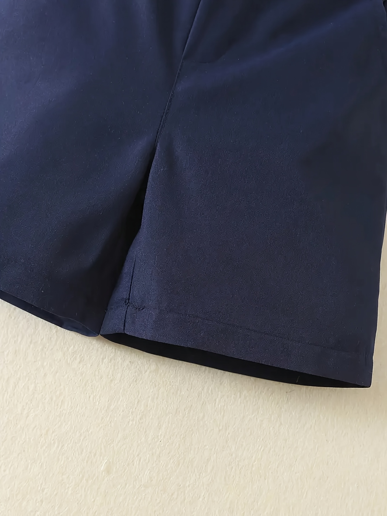 boys navy blue elastic waist casual shorts adjustable Temu New