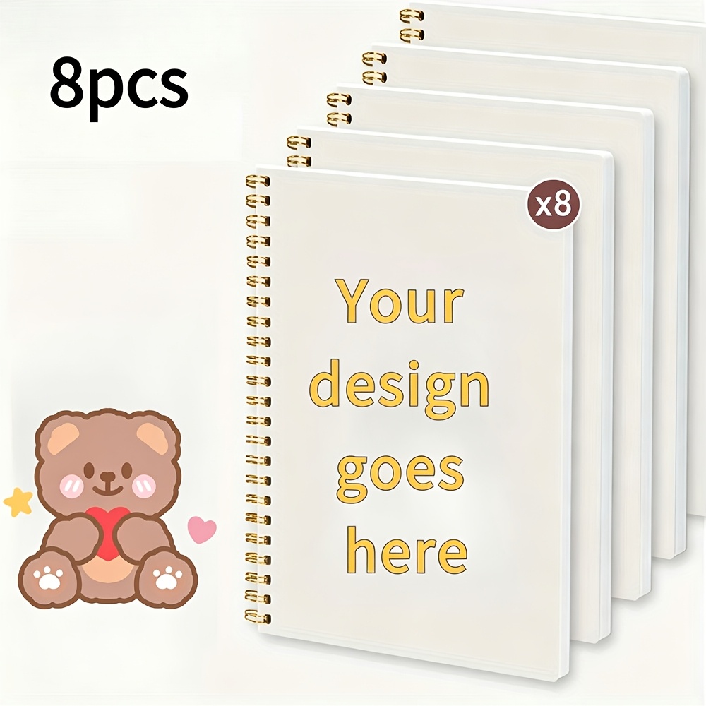 TEMU Custom 2/5/8pcs A5 Hardcover Spiral Notebooks, Unisex, College-style Ruled Pages, Rounded Corners, Metal Coil Binding, Suitable For Journaling,
