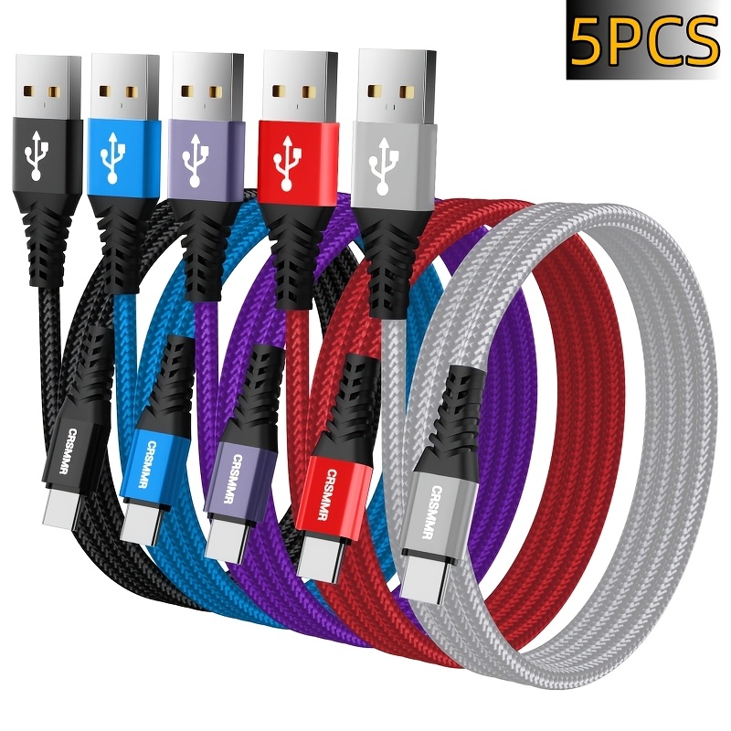 5 sets of fast charging cables usb to usb c charging woven data cable suitable for samsung s25 s23 s22 s21 xiaomi redmi huawei oppo   phones compatible with iphone 15 16 17 series macbook ipad