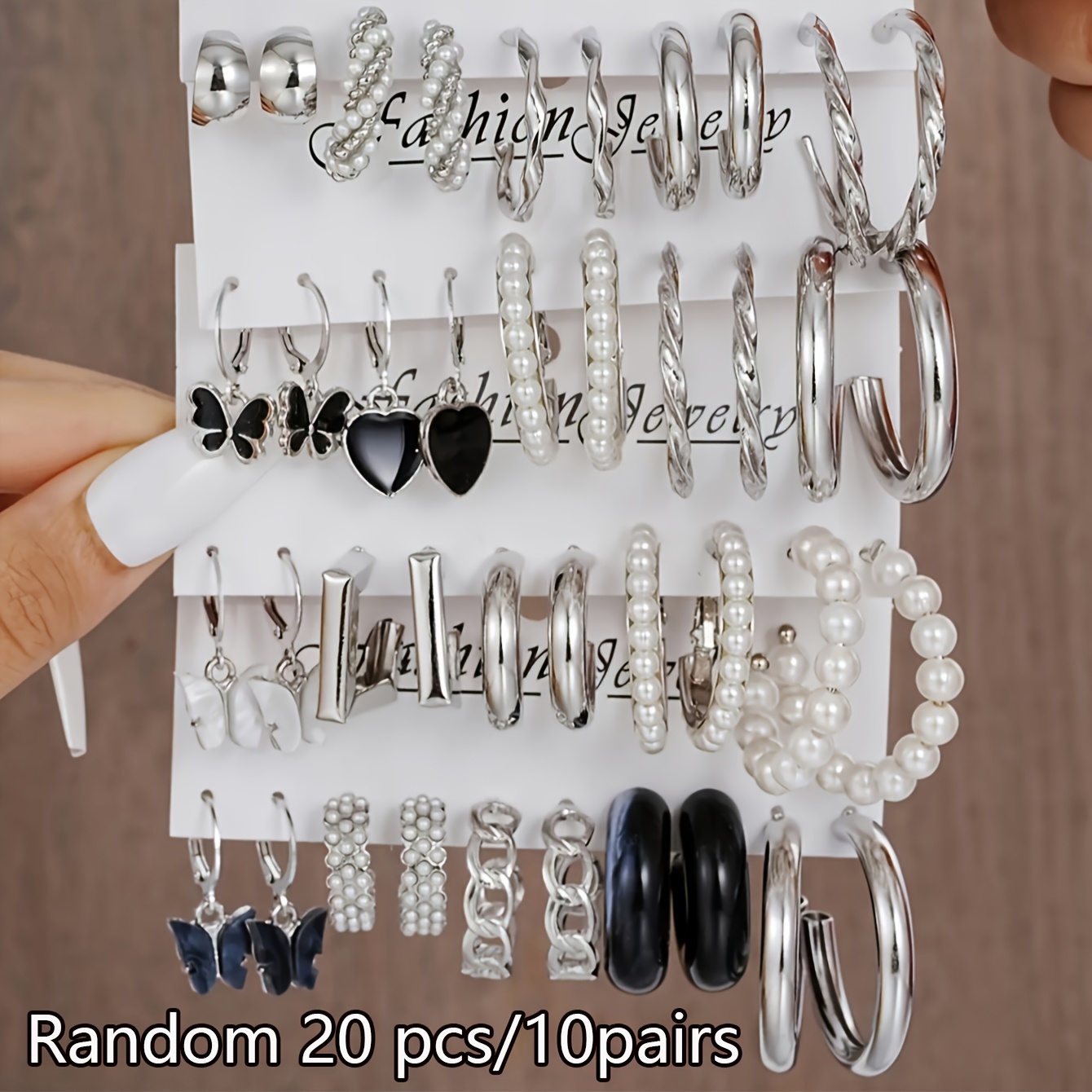 TEMU Random 20pcs Women's Earring Hoop Set, Heart Artificial Ear Circles, Suitable For Daily Holiday Party Date Vacation Wear