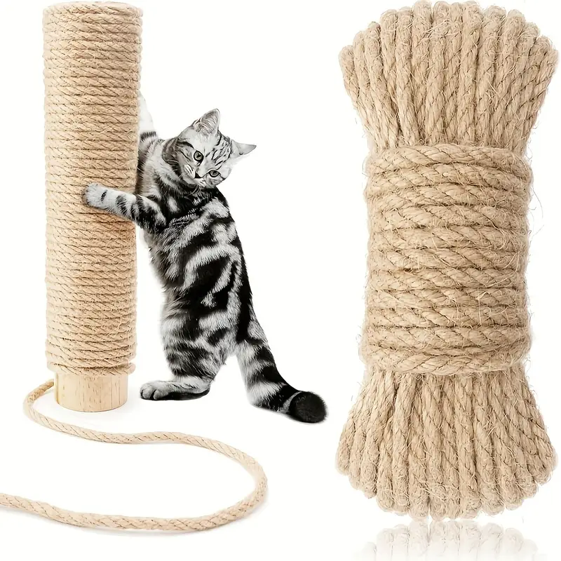 393 7 inch natural jute rope cat scratch linen rope convenient for cats to sharpen claws and climb cat scratching post cat climbing frame accessories cat toys gardening lanyard suitable for diy crafts using natural plant materials safe details 0
