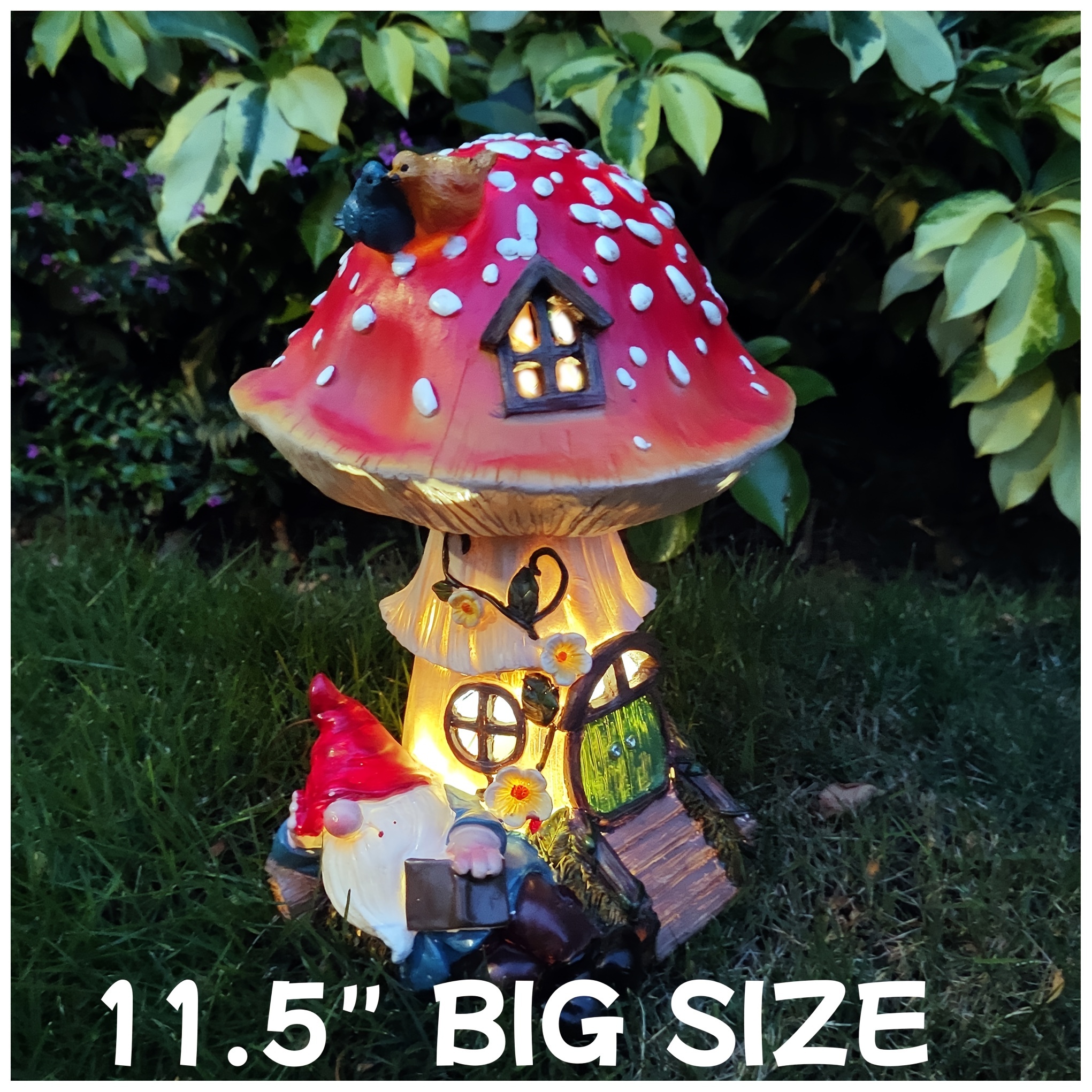 TEMU Garden Statues Outdoor Solar Gnomes Figurine Garden Decor For Outside Ip44 Garden Ornaments Home Outdoor Decoration For Patio Yard Lawn Porch,