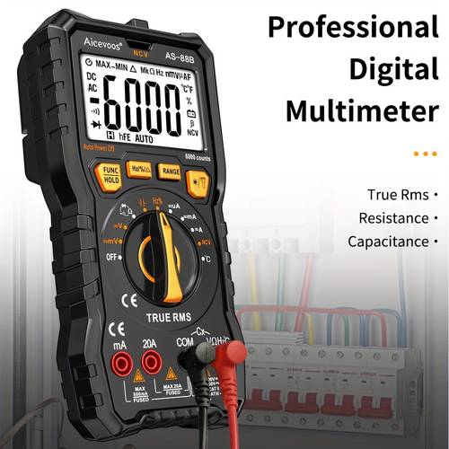professional digital multimeter 6000 true range ac voltage ohm tester portable electrical multimeter with lcd backlight abs body non rechargeable aaa battery included ideal for electricians and engineers