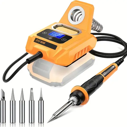 portable battery soldering iron station for dewalt 20 adjustable temperature 212 932 6 interchangeable tips adjustable clamp ideal for diy repairs batteries not included craft tool durable plastic body