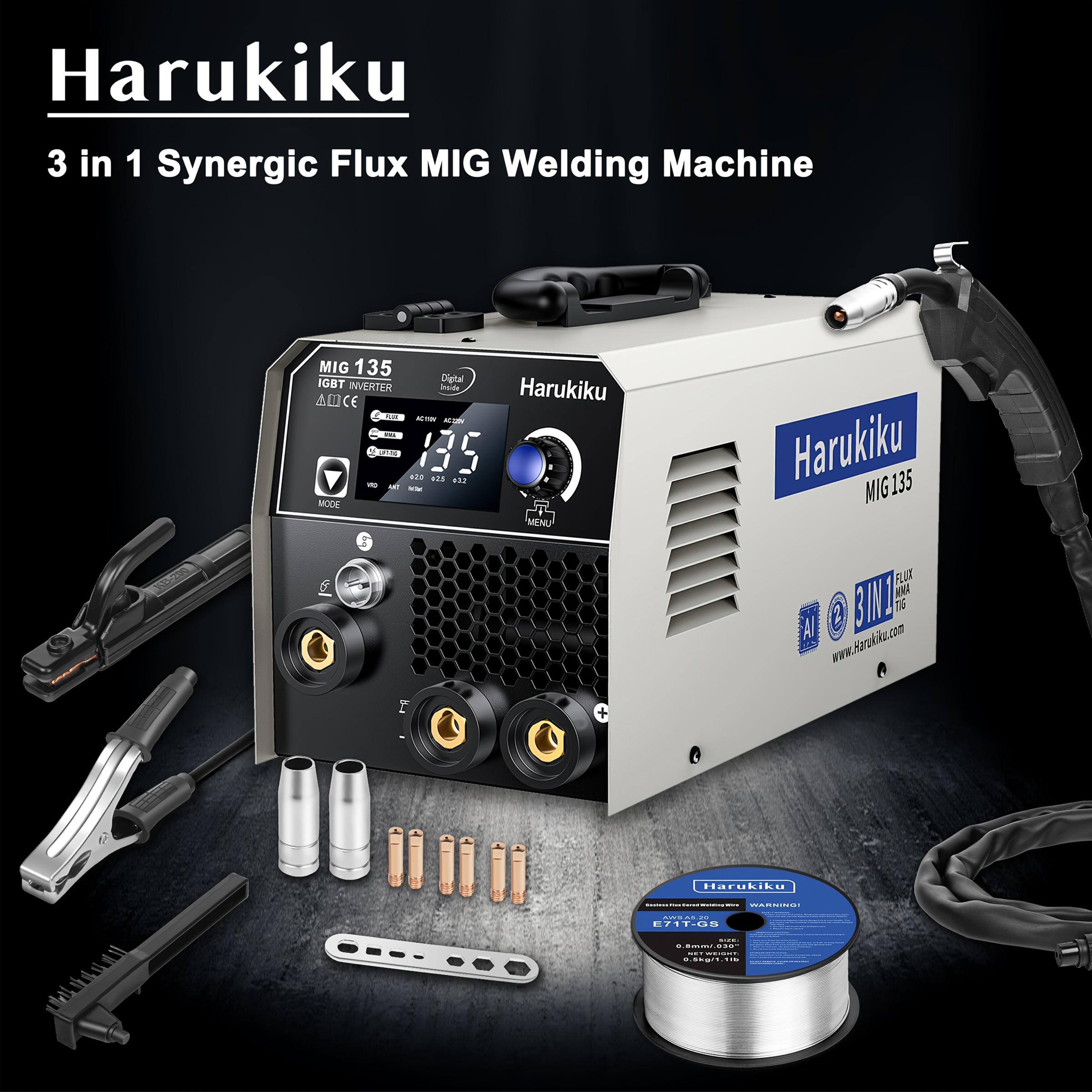 130a mig welder 110v 220v dual voltage flux core - Temu