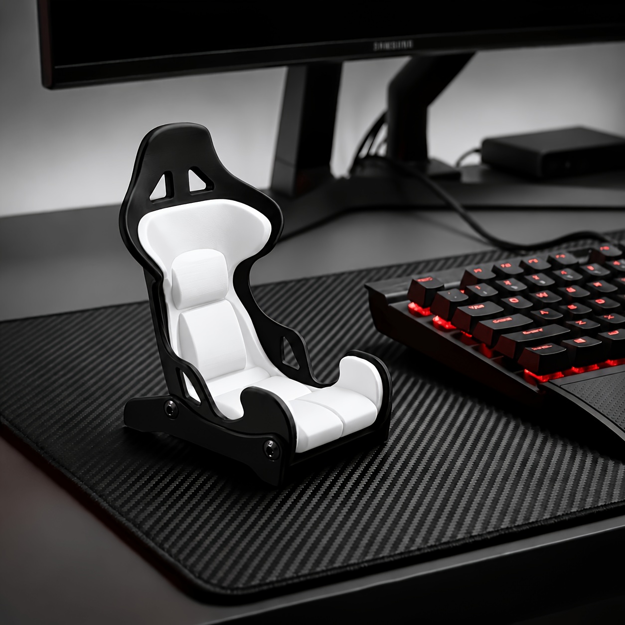 TEMU Soporte para teléfono estilo asiento de carreras, soporte de escritorio para teléfono de oficina, soporte universal de sobremesa para smartphone