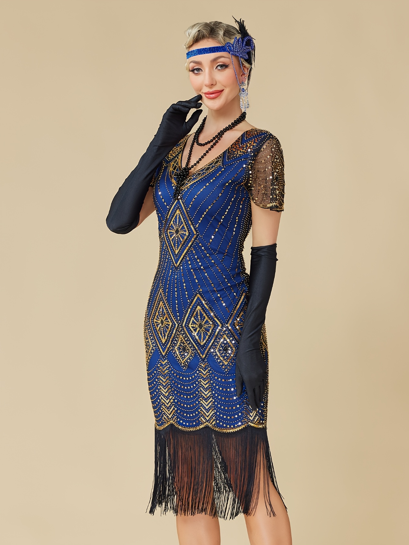 princess polly baby blue dress Isabella - Blue Sequin Modest 1920s Wedding Guest Dress