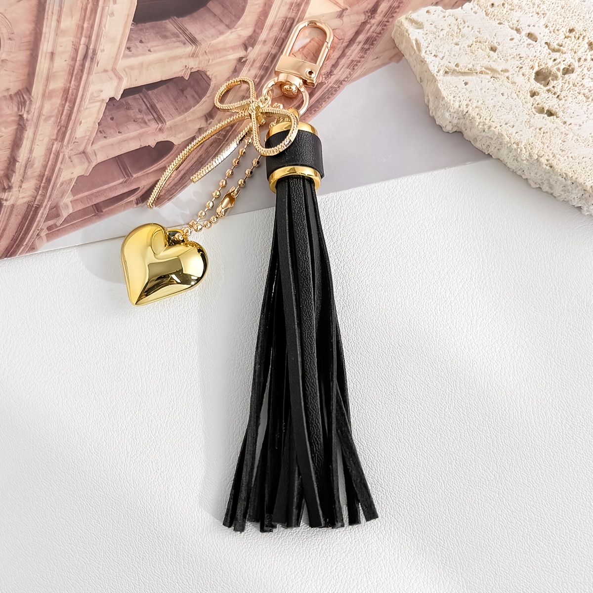 TEMU 1 Portachiavi elegante con cuore, nappe e perline in stile ING / Regalo a sorpresa per migliori / sorelle / persone care / Bomboniera per