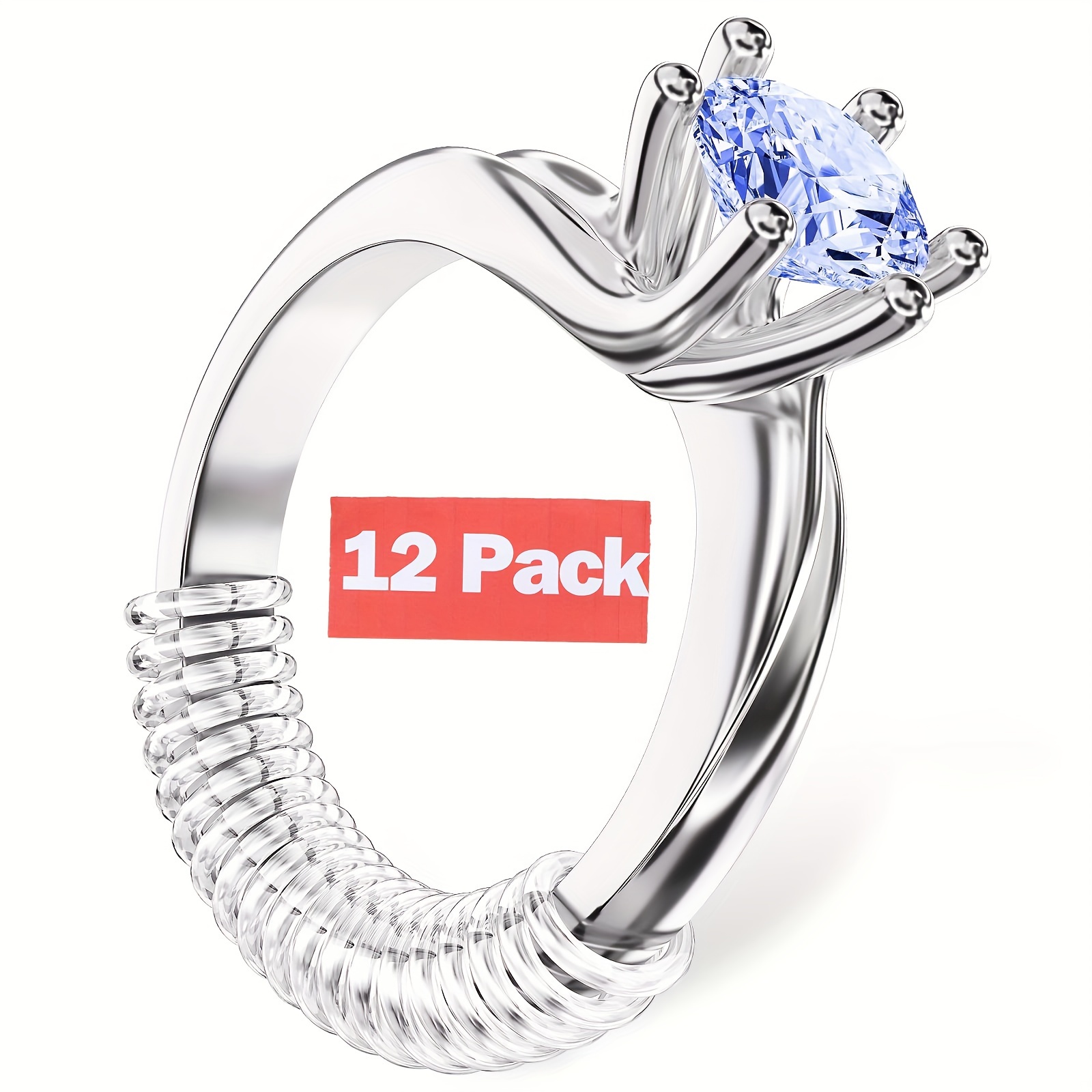 Ajustador de tamaño de anillo para anillos sueltos, paquete de 12 a 4  tamaños, se adapta a todos los tamaños de anillos, tensor de anillo,  anillos
