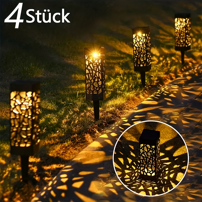 4pcs solar outdoor lights solar decorative   lights solar led landscape garden lighting retro hollow garden floor lamps halloween and christmas decorative landscape lights suitable for courtyards gardens  s lawns and streets