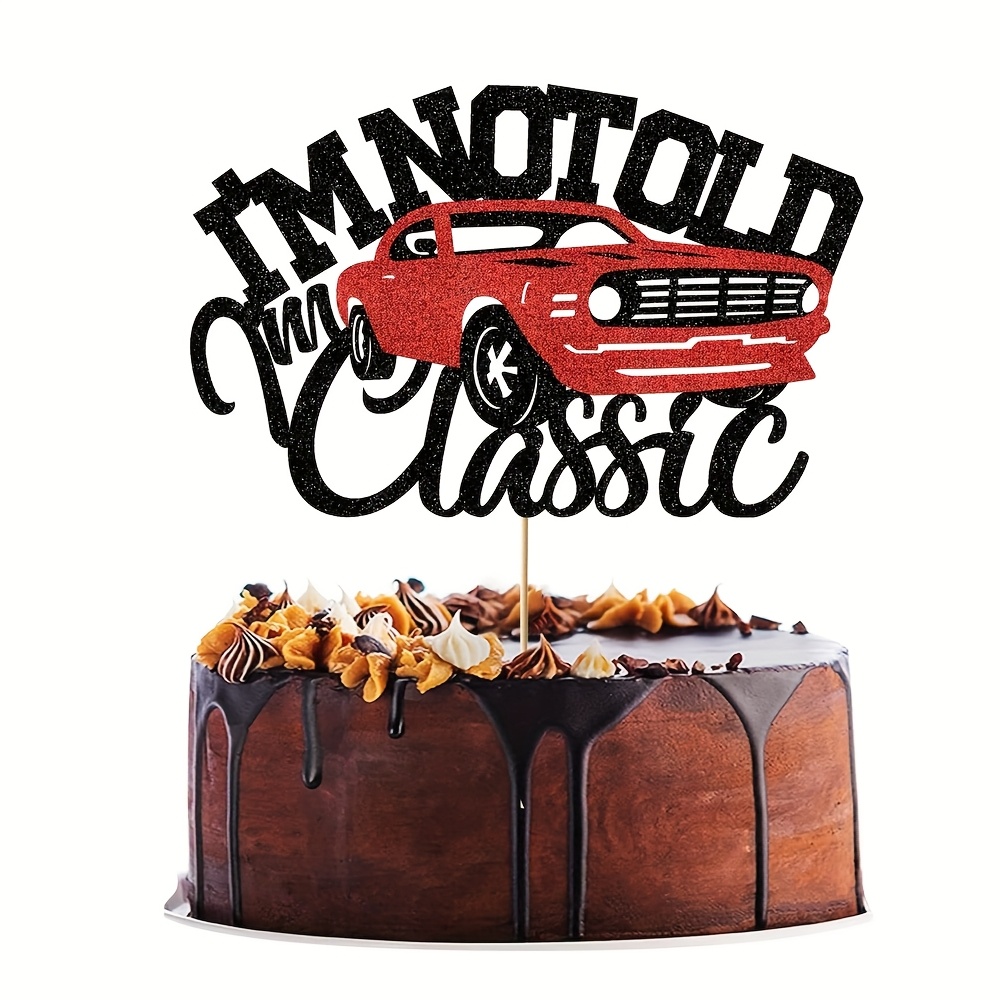 Image of 1pc Old I' Cars Cake Topper Vintage Red Car Birthday Cake Toppers Decorations For Men Glitter Black 40th 50th 60th 70th 80th 90th Birthday Decoration Party Supplies，halloween，christmas