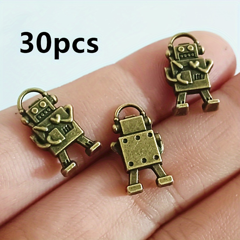 TEMU 30 ciondoli a forma di robot per creazione di gioielli, braccialetti, aggiunte fatte a 17X9.6Mm