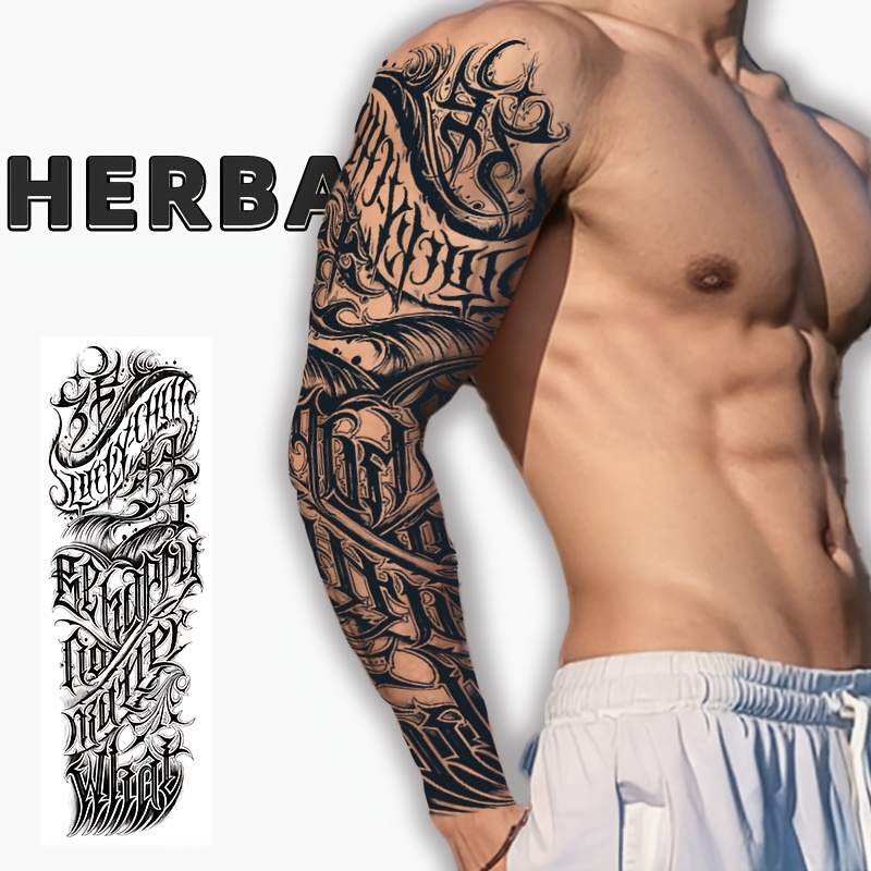 Image of Full Arm Semi-permanent Tattoo Sticker, , Tech Tattoo, Semi-permanent Tattoo, Long-lasting And Durable, Temporary Tattoo, Fake Tattoo, Waterproof, Real , Plant-based, Suitable For , Legs