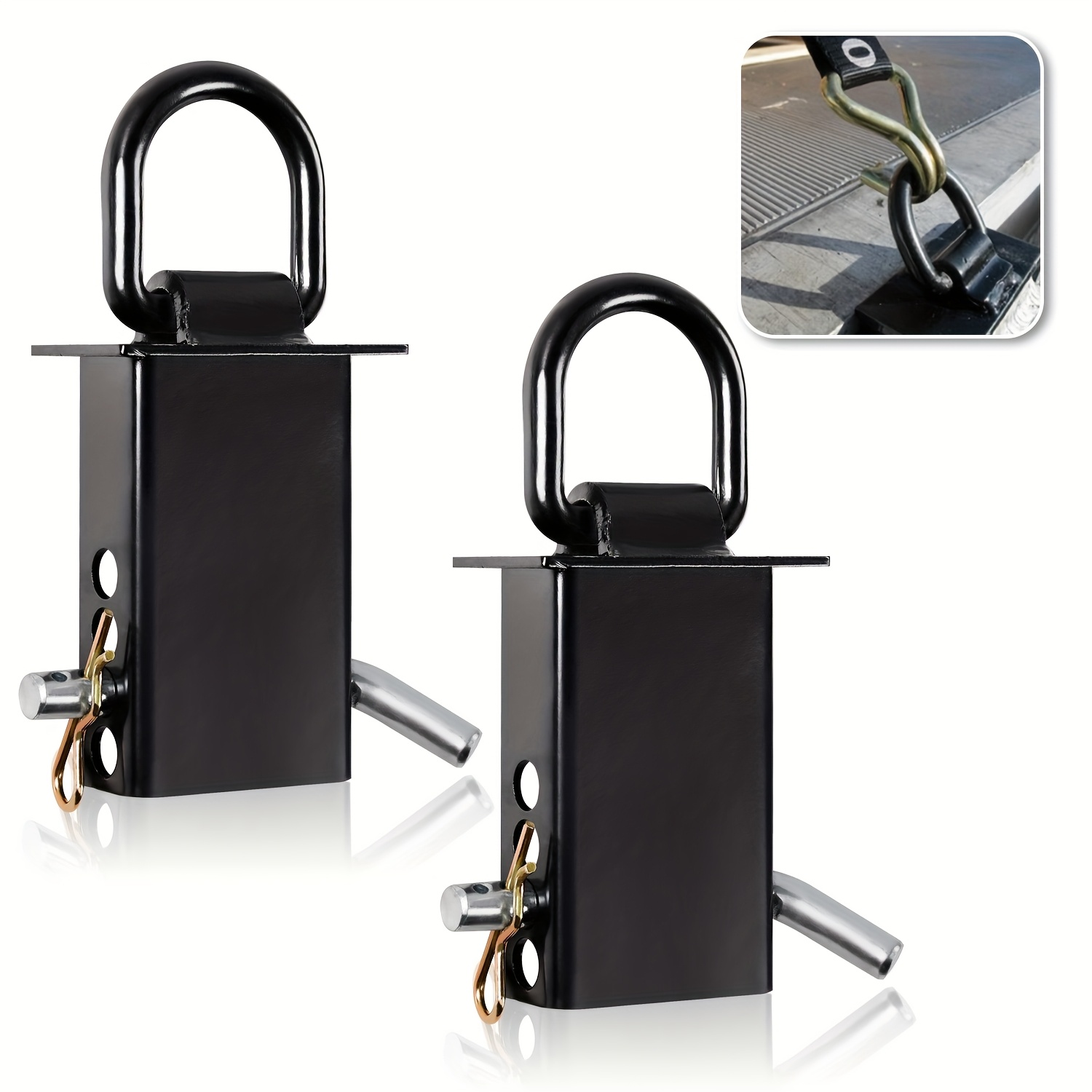 TEMU 2pcs Stake Pocket D Ring Tie Down Trailer Stake Pocket Accessories Heavy Duty Breaking Load 16200lbs, 4 Pin Holes For Adjustable Stake Pocket Utility For Trucks And Trailers