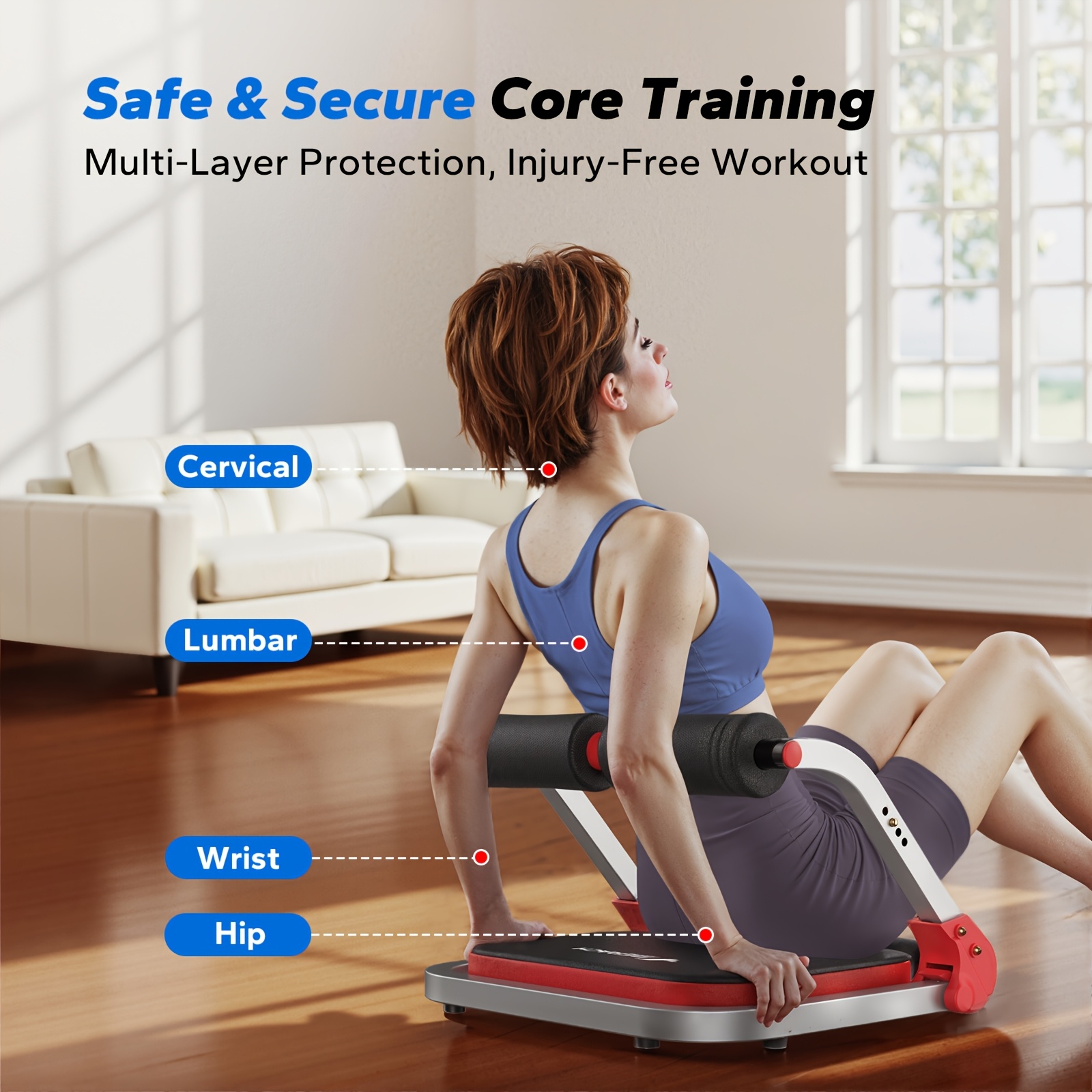 MERACH Foldable Abdominal Trainer with Adjustable Resistance, with High Resilience Foam, Cervical Spine Safety, Multi-Functional Exerciser for Shoulder/Back/Legs - Image 8