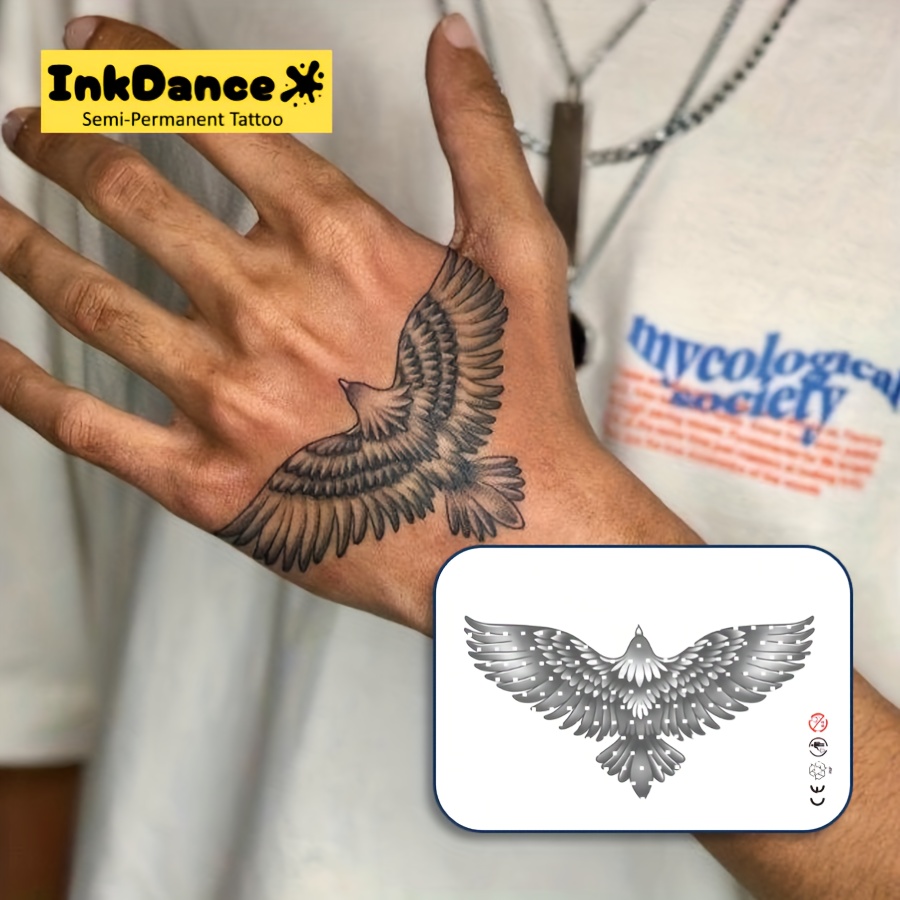 Image of Inkdance Eagle Temporary Tattoos - Long-lasting, Waterproof Fake Tattoo Stickers With Realistic Look & Natural Plant Formula - Perfect Gift For Women