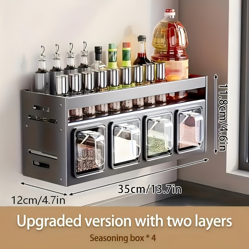 3 Models - Wall-mounted Spice Rack Organizer, Kitchen Utensil Storage, No Drilling Required, Suitable For , Durable Aluminum Material, Space-, Essential For Home Kitchen And Dining Room