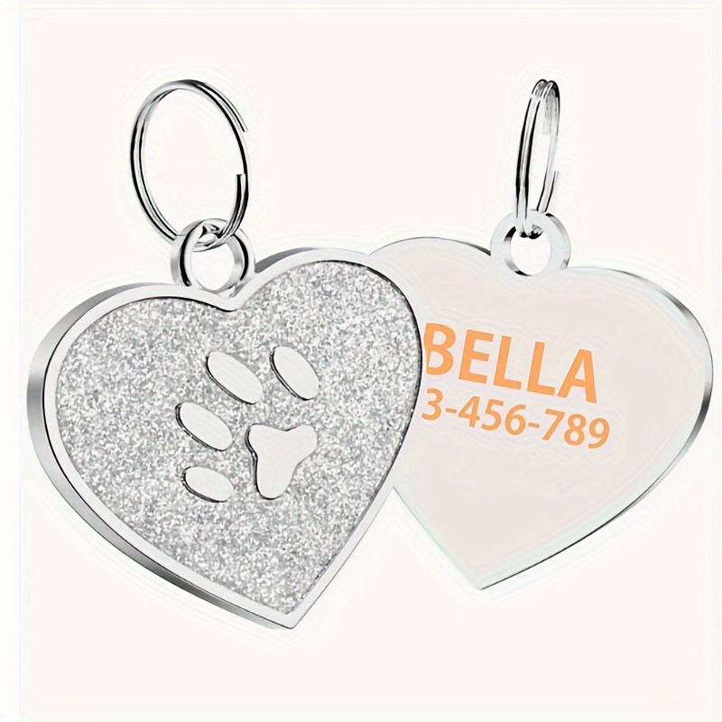 

Customized Pet Jewelry Pendant, Heart-shaped Footprint Pet Tag, Custom Engraved Dog Tag Cat Tag