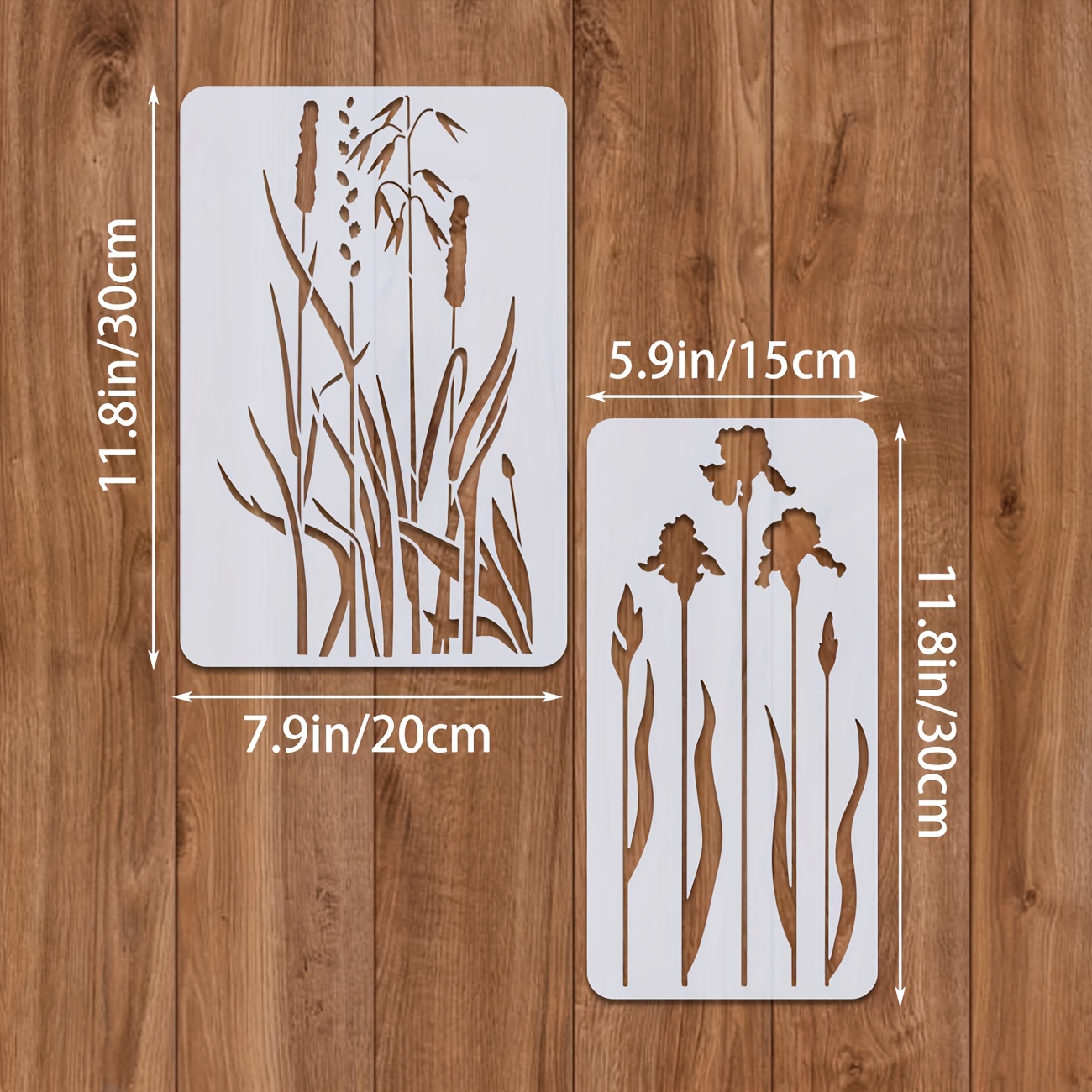 Image of 4pcs Large Floral Wildflowers Painting Templates Reusable Spring Flowers Field Plants Wildflowers Templates For Painting On Crafts Wall Canvas Wood Fabric Paper Diy Furniture