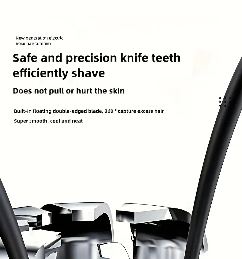 2pcs professional ear and nose hair trimmer portable electric nose hair trimmer neutral design stainless steel blade removal fashionable and simple usb charging suitable for trimming nose hair eyebrow and ear hair Product details 6