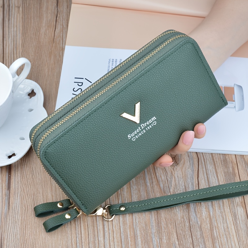TEMU Portamonete da Donna, Portafoglio con Cerniera e Scomparti Multipli per Carte, Grande Capacit�, Stile Casual, Senza Vernice ai Bordi, Stampa