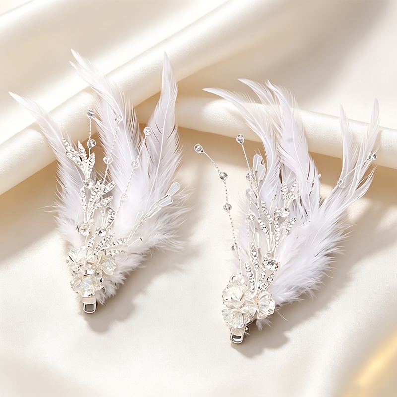 TEMU 2pcs Classic-style Hanfu Hairpins, Feather Headpieces, And Hair Clips In A "sen-style" Fairy Design—ultra-ethereal Side Clips And Cute Hair