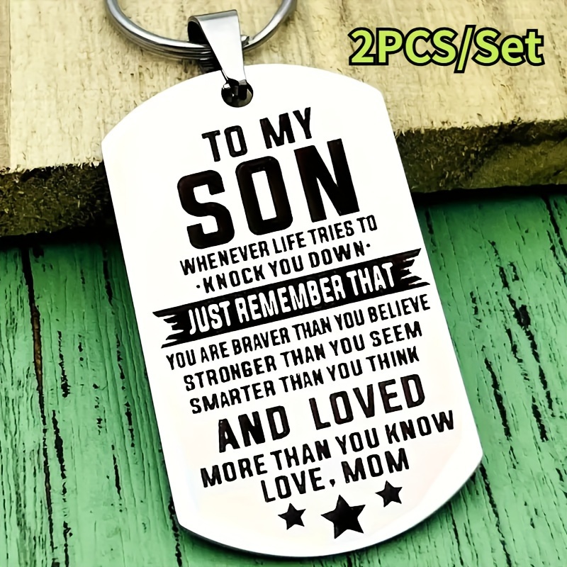 

Inspirational Keychains For Son & Daughter, Stainless Tag Keyrings With Encouraging Messages