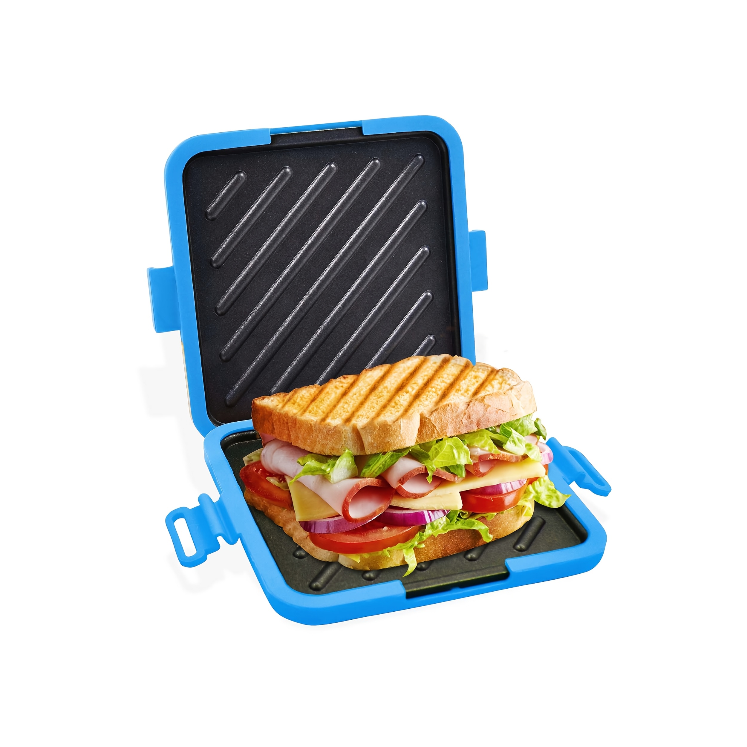 Microwave Sandwich Maker Pan – Quick, Crispy Toast Baking Tray, , Food-grade Iron, Ideal For Bbq, Sausages, Chicken Wings, Steaks, And More, Red With Handles, Food Heating||durable Construction