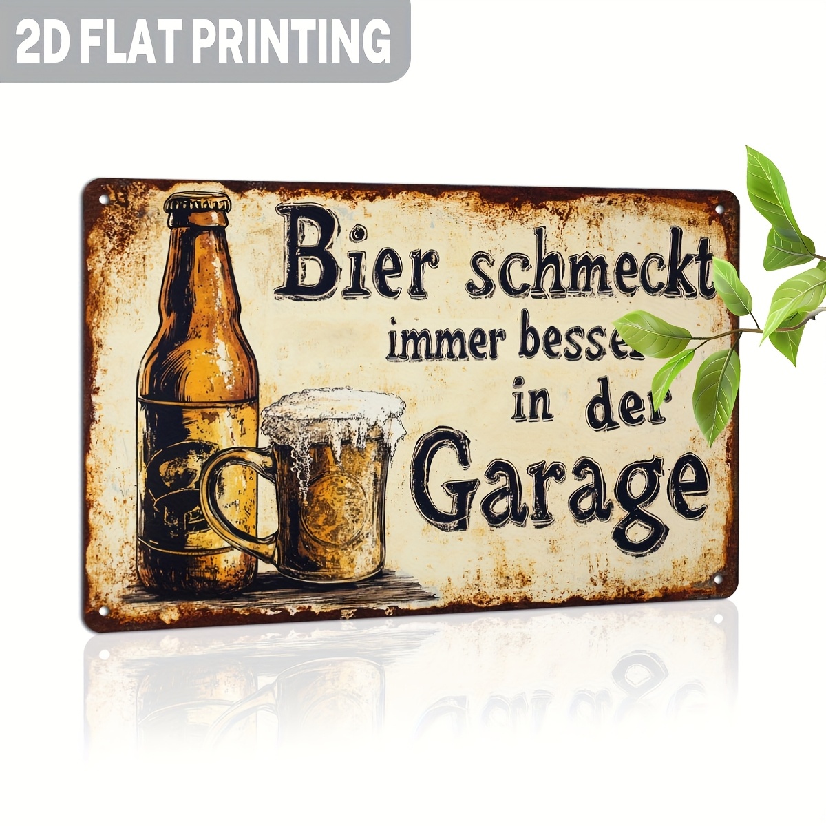 E-shop 2D-Flach, . Vintage -Wandschild „Das Bier wird in der Garage besser“ – Retro-Eisenmetall, geeignet für Garage, Männerhöhle, Hausbar-Dekor,
