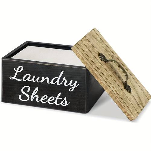 item picture wooden storage box with a lid for drying paper featuring a ideal for laundry rooms made of solid wood for holding laundry pods