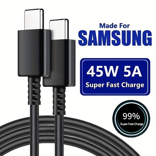45w 5a fast charging dual usb c cable suitable for samsung s20 s21 fe s22 s23 note20 a33 a53 z flip 6 supports type c to type c high speed data transfer