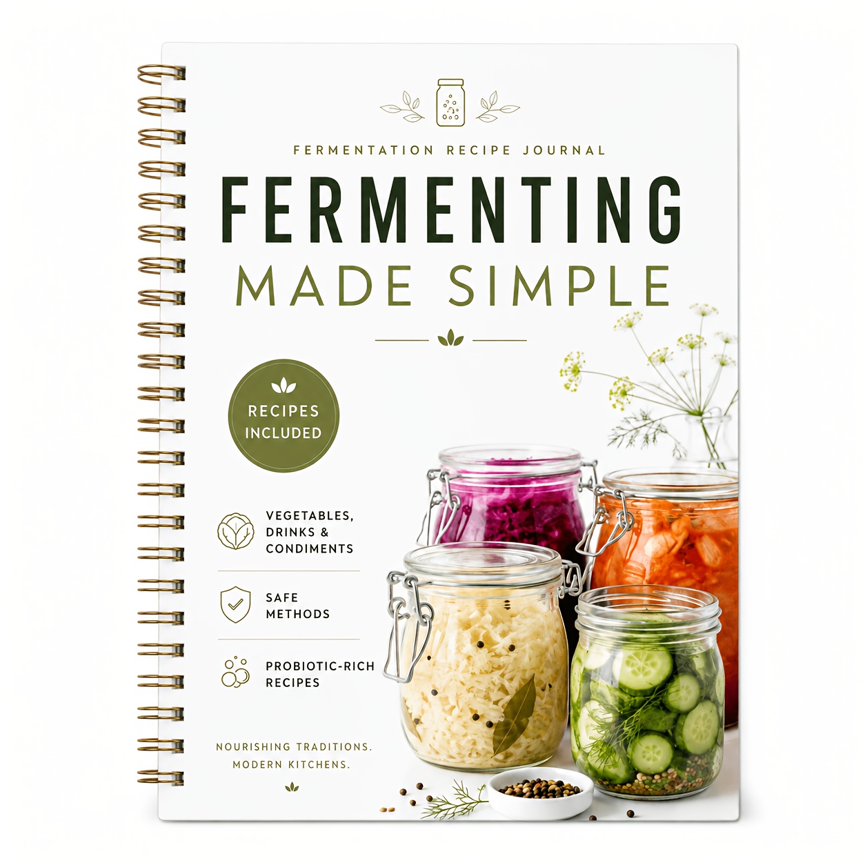 TEMU Journal de fermentation maison et planificateur de recettes - alimentaire probiotique 5,5"x8,3" avec méthodes de marinage , cahier de suivi des
