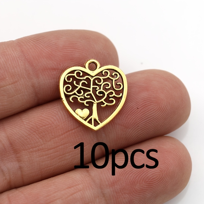 10 Piezas Colgantes de Árbol de Plateados, Accesorios para Joyería, DIY Pulseras, 18X16mm: retailer-supplied image