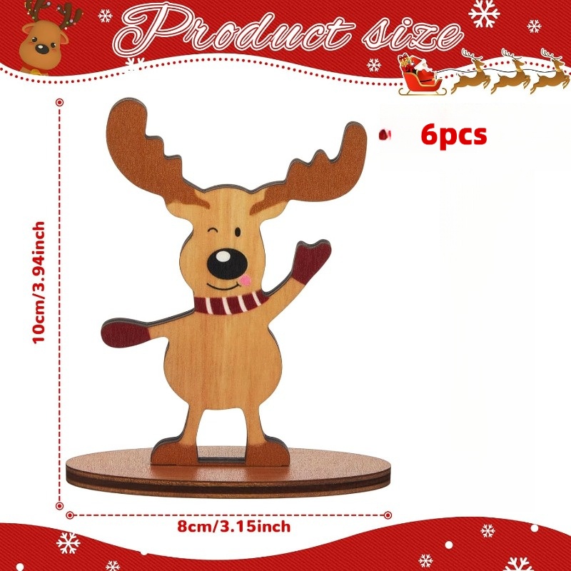 TEMU Ensemble plat 2D de 6 décorations de en bois, mesurant 10 cm de haut. Vous pouvez y inscrire des , avec un , et adorable. Ils livrés avec une