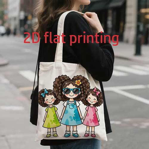 unisex leinwand-tragetasche - handtasche - 1 stück 35*40cm 2d flachdruck - niedliches muster vollflächiger druck, verspielter stil für aktivitäten oder jugendtag geschenk, schulter-tragetasche, tragetasche, einzelschultertasche, pendler-leinwandtasche, tragbare einkaufstasche, -notizbuch